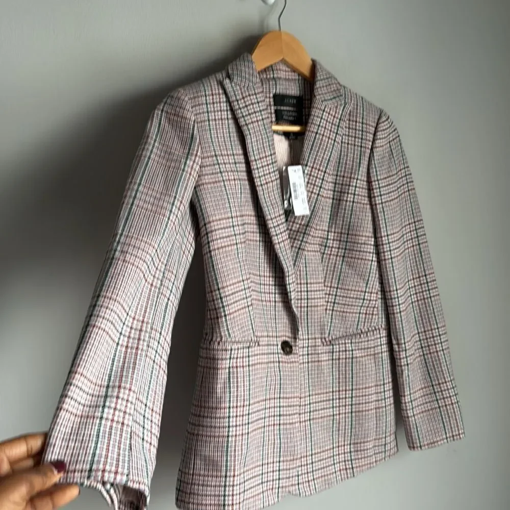 NEW J crew Parke blazer in ivory plaid Italian wool Size 0